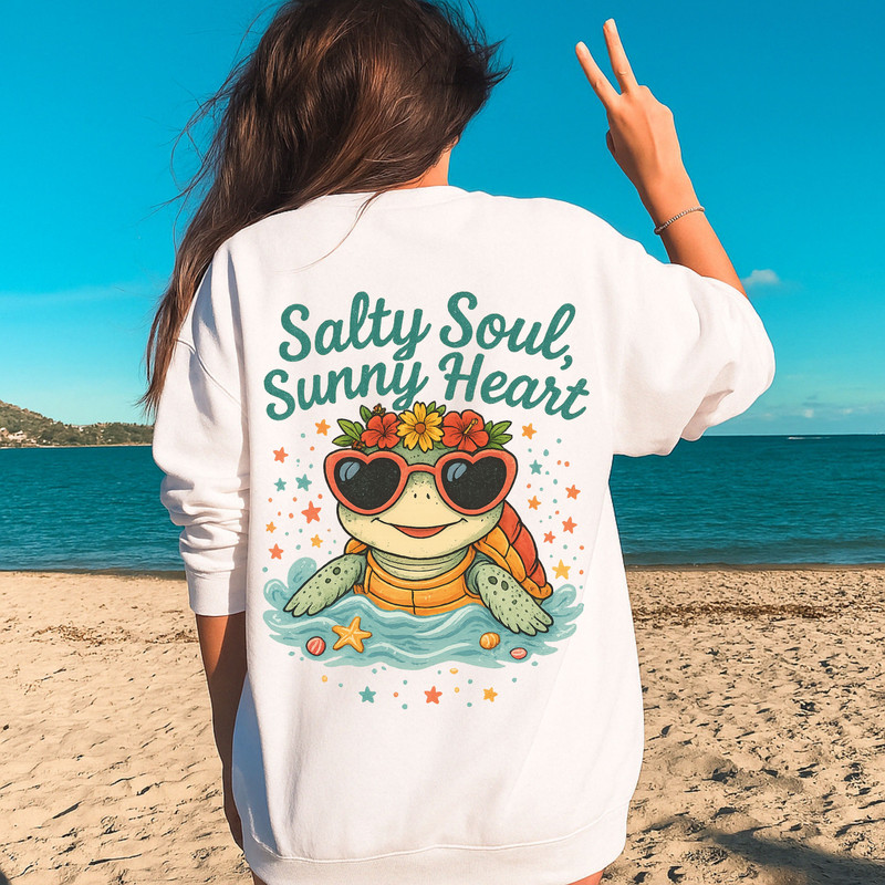 Salty Soul Sunny Heart Turtle PNG  Cute Summer Beach Digital Sublimation Clipart 4