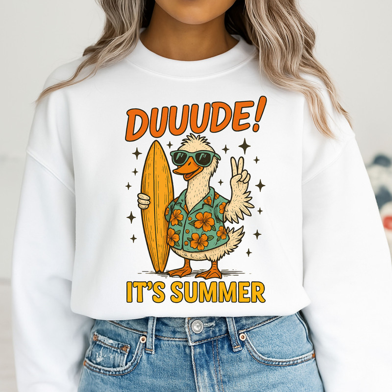 Duuude Its Summer Duck PNG  Funny Cool Beach Sublimation File For Summer Shirts 0