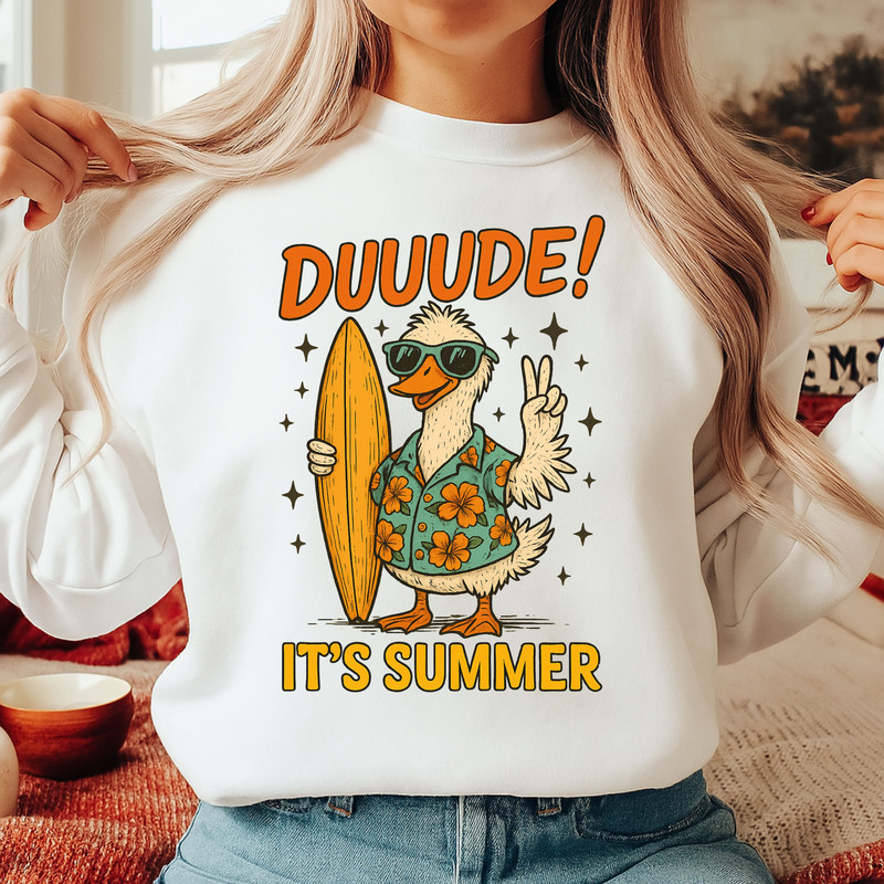 Duuude Its Summer Duck PNG  Funny Cool Beach Sublimation File For Summer Shirts 1