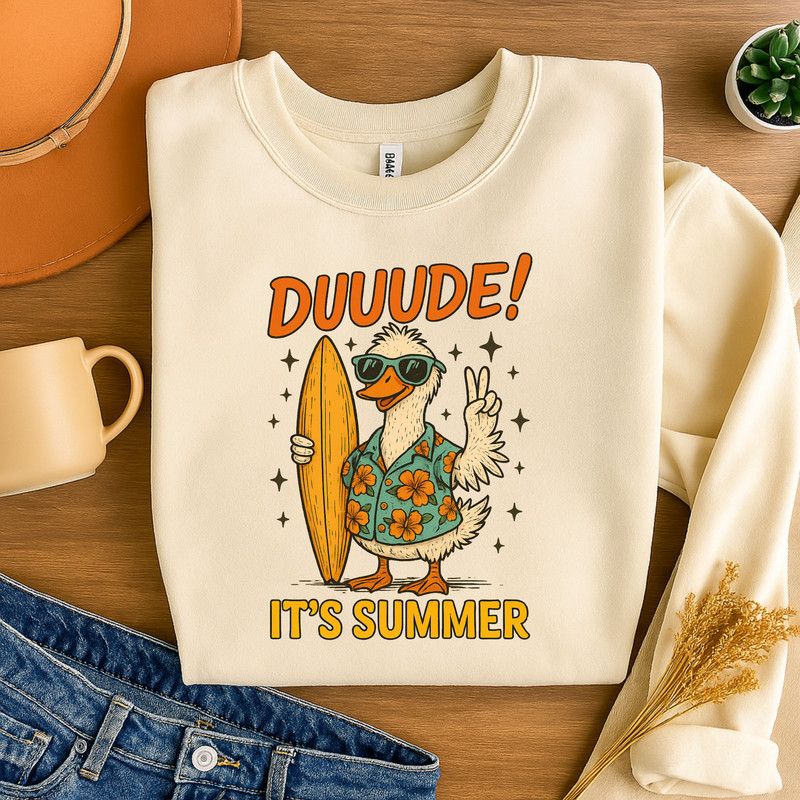 Duuude Its Summer Duck PNG  Funny Cool Beach Sublimation File For Summer Shirts 3