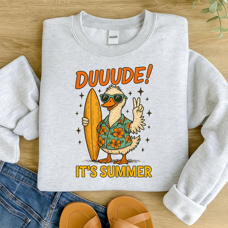 Duuude Its Summer Duck PNG  Funny Cool Beach Sublimation File For Summer Shirts 4