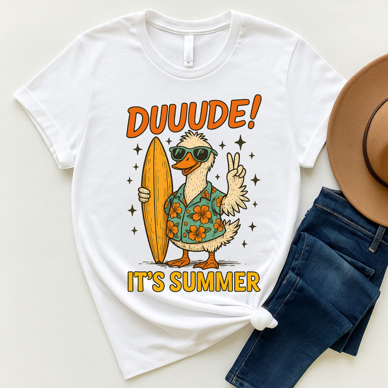 Duuude Its Summer Duck PNG  Funny Cool Beach Sublimation File For Summer Shirts 5