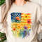 American Flag Floral PNG  Watercolor Patriotic Wildflowers Sublimation Design For 4th Of July 0