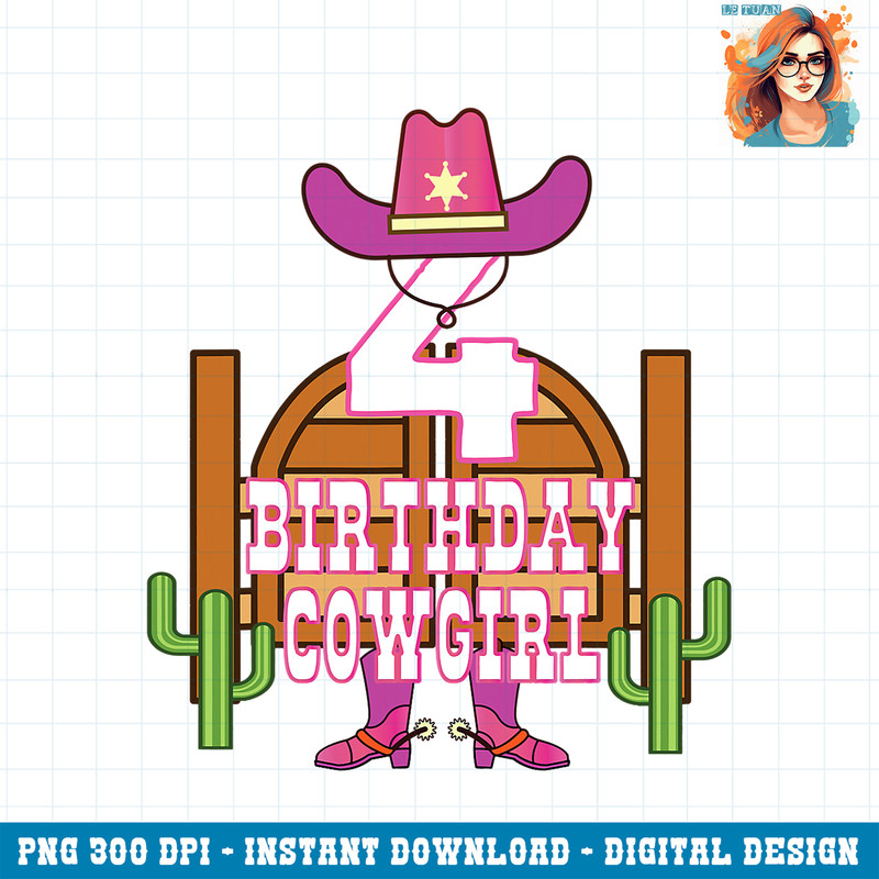 4th Birthday Cowgirl 4 Years Old Girl Rodeo Lover Party PNG Download.jpg