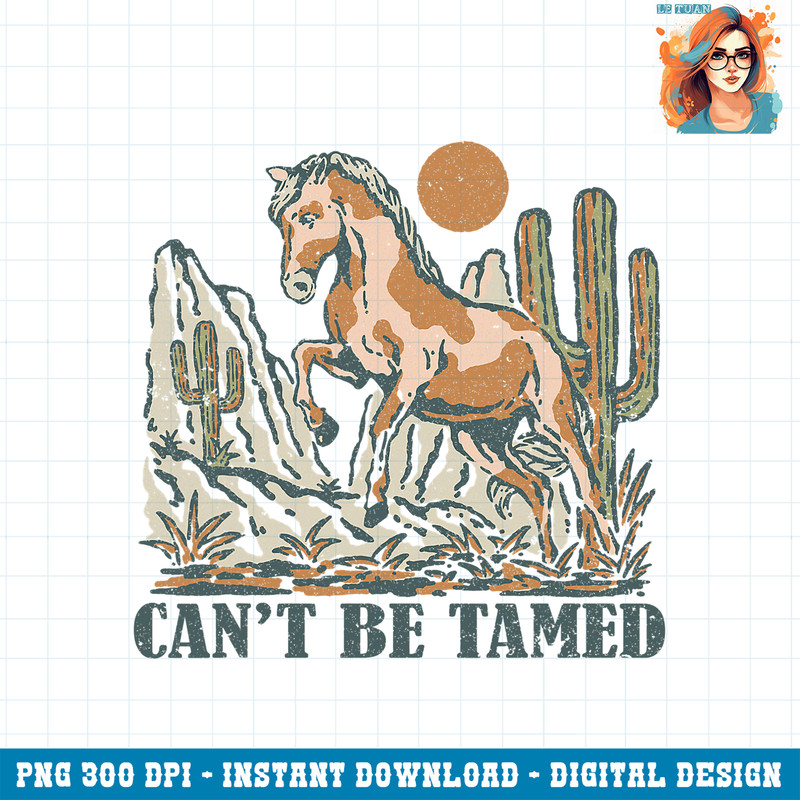 Can t Be Tamed Horse Vintage Sunset Western Country Desert PNG Download.jpg