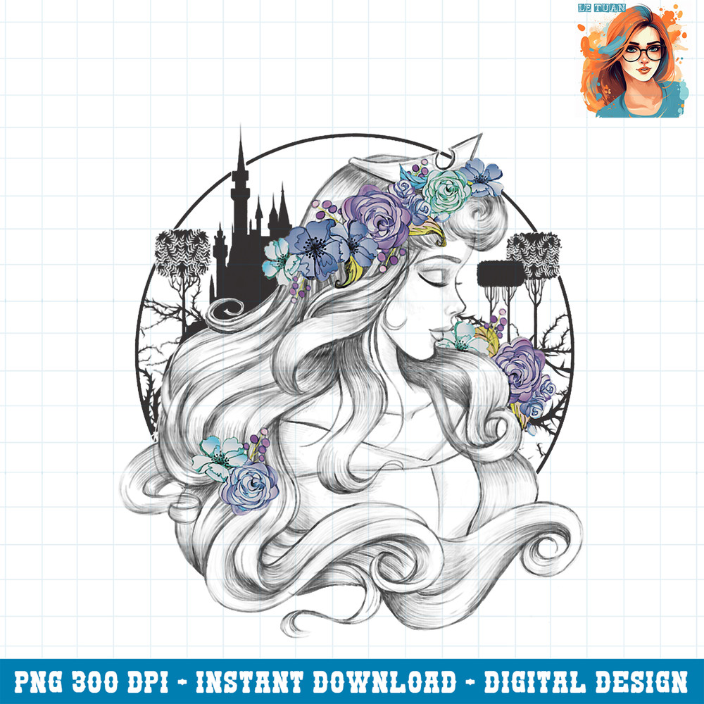 Disney Sleeping Beauty Princess Aurora Floral Circle PNG Download.jpg