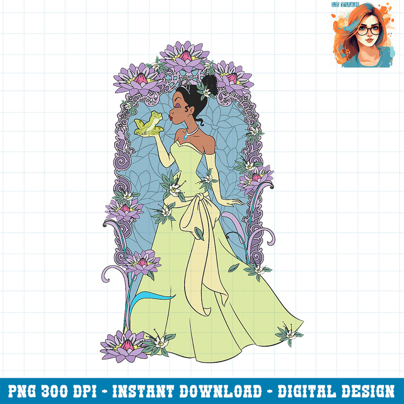 Disney The Princess And The Frog Tiana Profile Stained Glass PNG Download.jpg