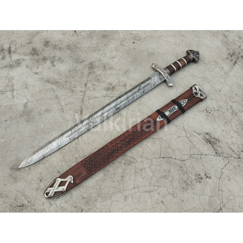 Damascus Steel Viking For Christmas Gift Handmade King Ragnar Lothbrok Sword Wedding Gifts Groomsme 0