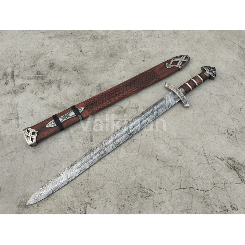 Damascus Steel Viking For Christmas Gift Handmade King Ragnar Lothbrok Sword Wedding Gifts Groomsme 3