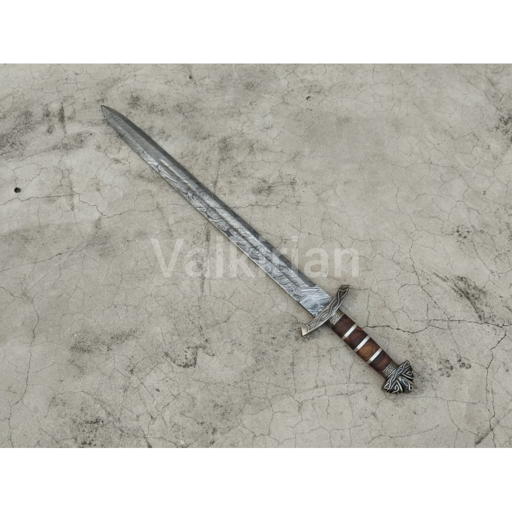Damascus Steel Viking For Christmas Gift Handmade King Ragnar Lothbrok Sword Wedding Gifts Groomsme 6