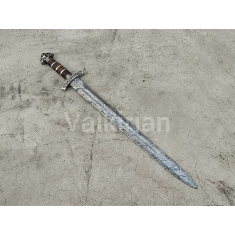 Damascus Steel Viking For Christmas Gift Handmade King Ragnar Lothbrok Sword Wedding Gifts Groomsme 7
