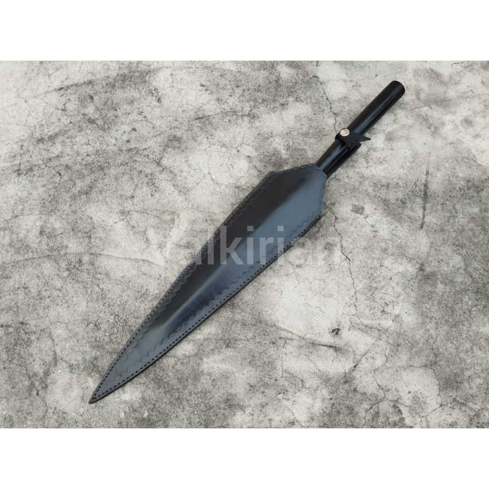 Handmade Carbon Steel Spear Head Custom Hunting Throwing Tip With Leather Sheath Viking Style Bl 3