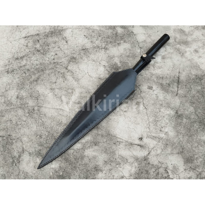 Handmade Carbon Steel Spear Head Custom Hunting Throwing Tip With Leather Sheath Viking Style Bl 3