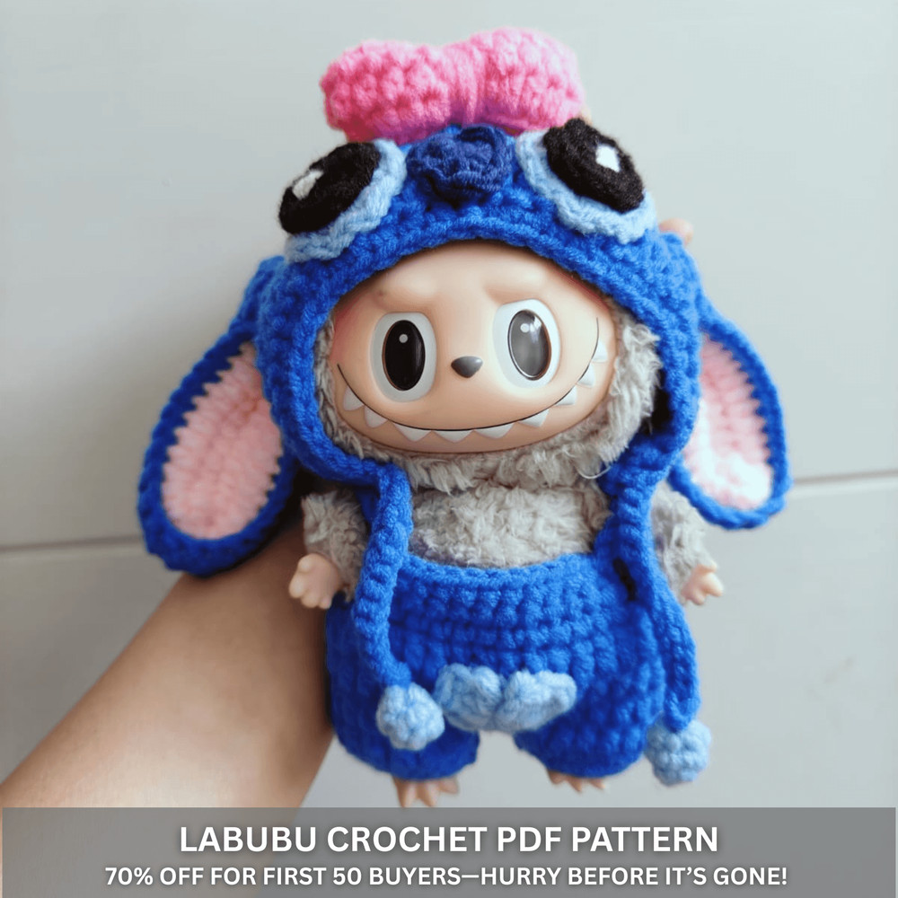 Stitch Amigurumi Labubu Crochet Pattern  Crochet Labubu Pattern  Labubu Doll Crochet  Labubu Croche 0