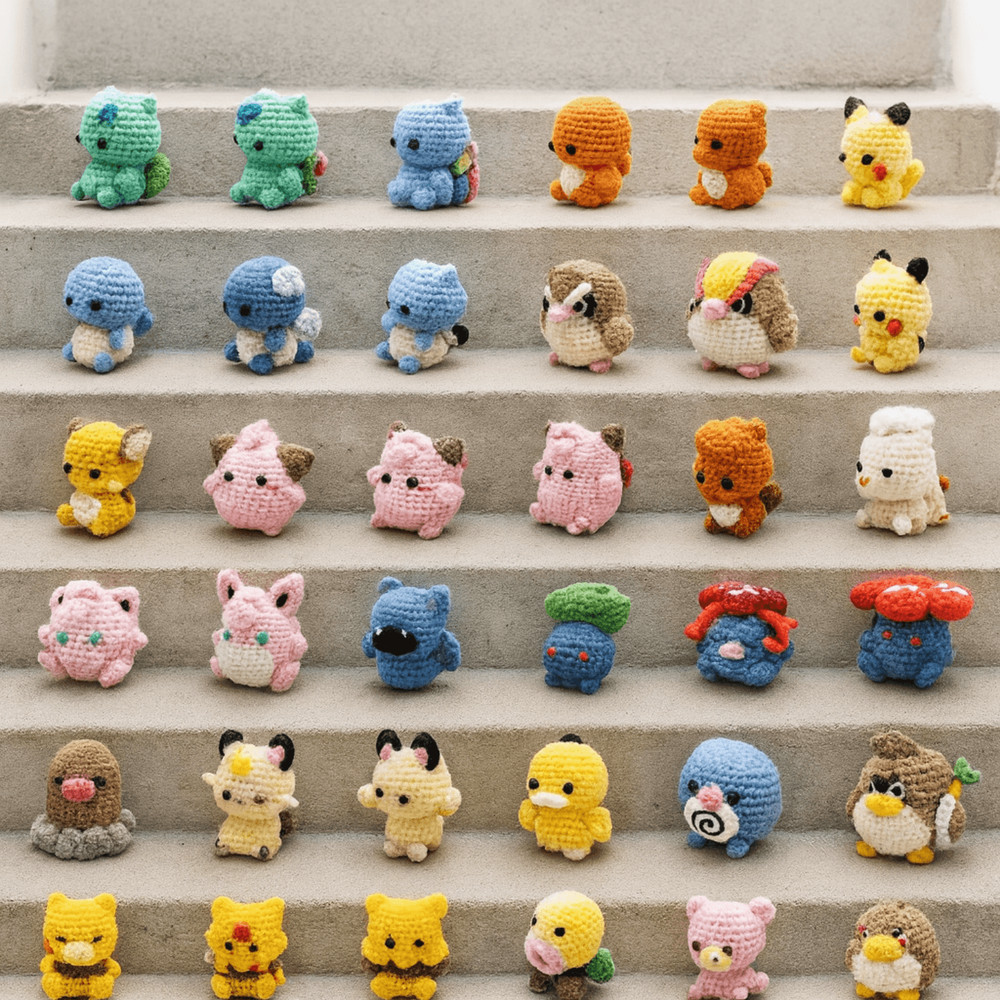 62 In 1 Mini Pokemon Crochet PDF Pikachu Charmander Squirtle Bulbasaur More Instant Digital Dow 1