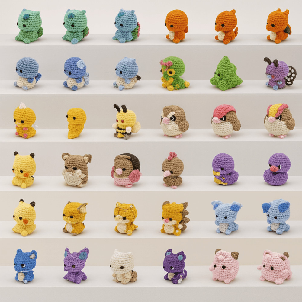 62 In 1 Mini Pokemon Crochet PDF Pikachu Charmander Squirtle Bulbasaur More Instant Digital Dow 4