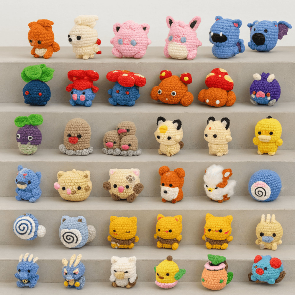 62 In 1 Mini Pokemon Crochet PDF Pikachu Charmander Squirtle Bulbasaur More Instant Digital Dow 5