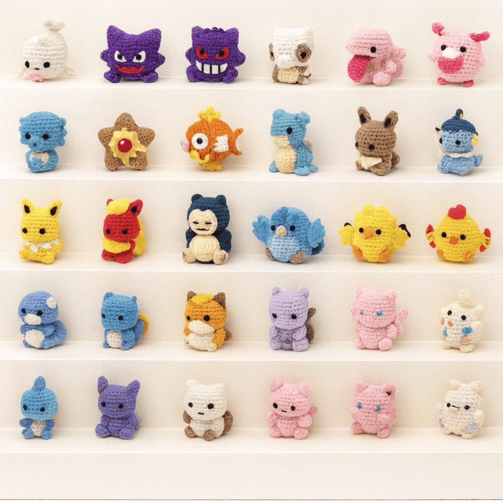 62 In 1 Mini Pokemon Crochet PDF Pikachu Charmander Squirtle Bulbasaur More Instant Digital Dow 6