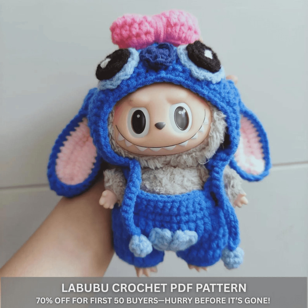4 In 1 Labubu Stitch Bee Pink Bear And Winnie The Pooh Amigurumi Labubu Crochet Pattern Crochet La 1