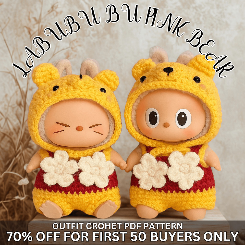 4 In 1 Labubu Stitch Bee Pink Bear And Winnie The Pooh Amigurumi Labubu Crochet Pattern Crochet La 3