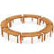 Solid Acacia Wood Outdoor Bench Set Of 7 Backless 2Person Fire Pit Seating 7