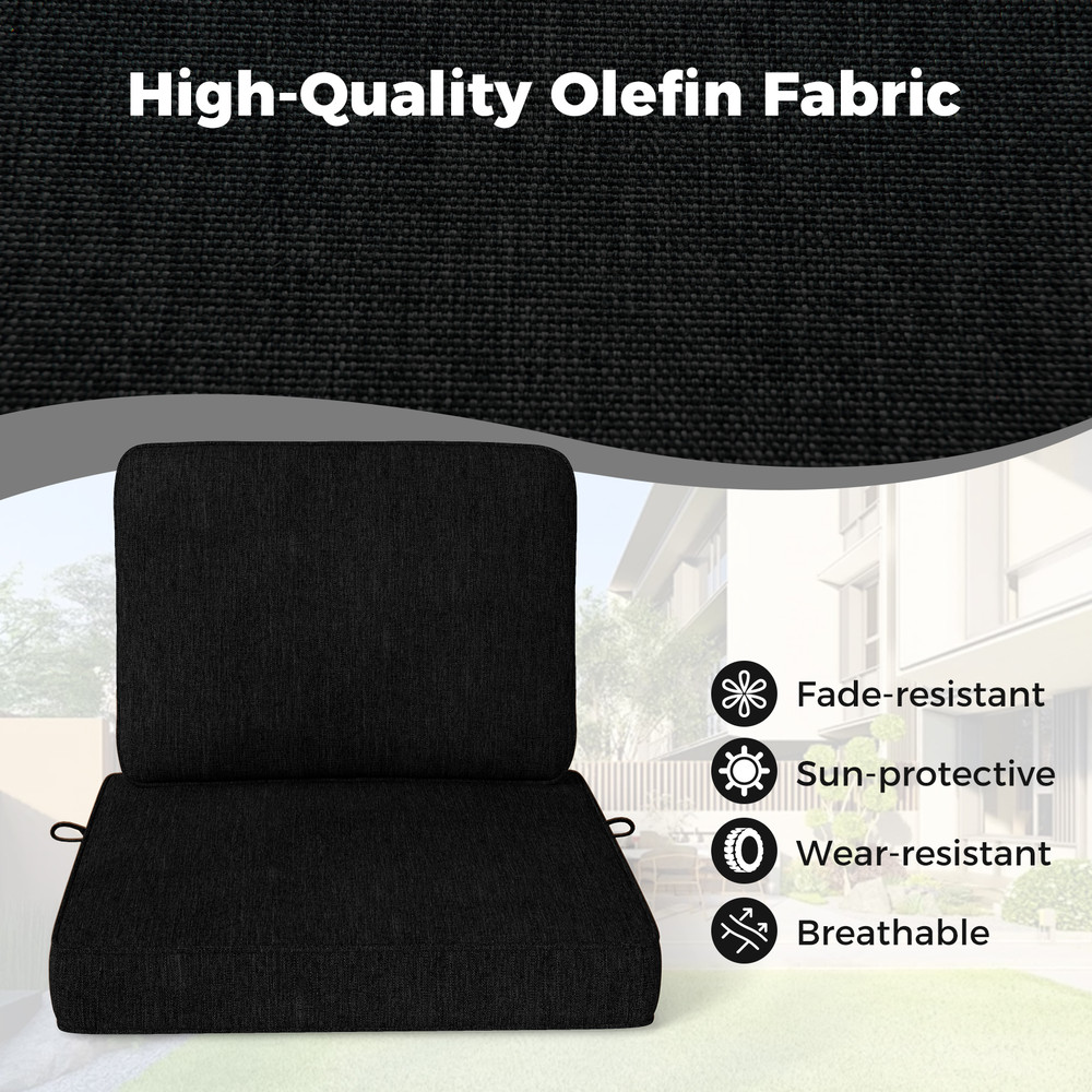 Set of 4 Outdoor Patio Cushion Set with Removable Covers, Waterproof & Fade-Resistant