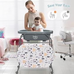 4-in-1 folding baby changing table with bathtub & 4 universal wheels