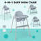 4-in-1 Convertible Baby High Chair with Removable Double Tray, Adjustable & Ergonomic