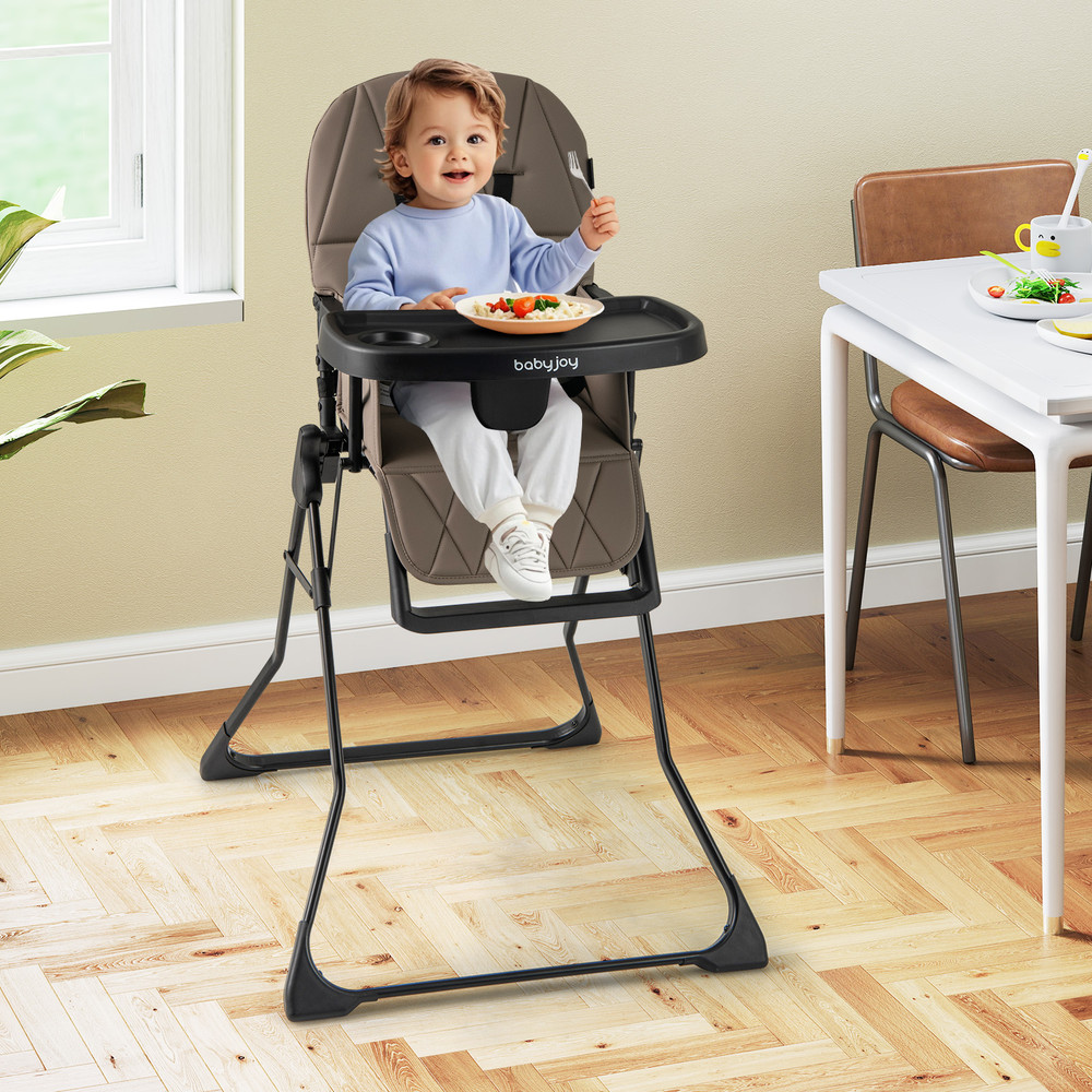 Easy Clean Compact Highchair With Removable Adjustable Tray And PU Seat Cushion Foldable Portable B 1