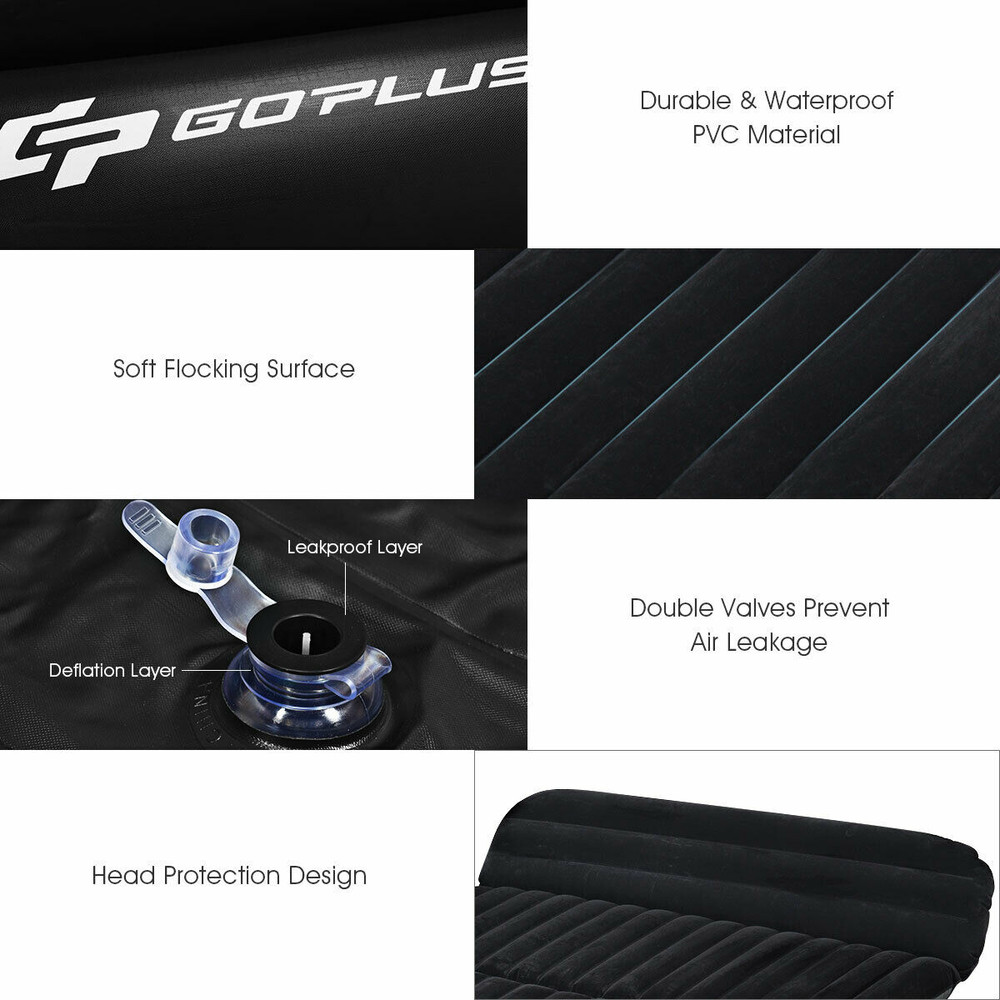 Inflatable SUV Air Backseat Mattress Travel Pad with Pump, Portable Car Travel Bed for Camping & Road Trip Essentials