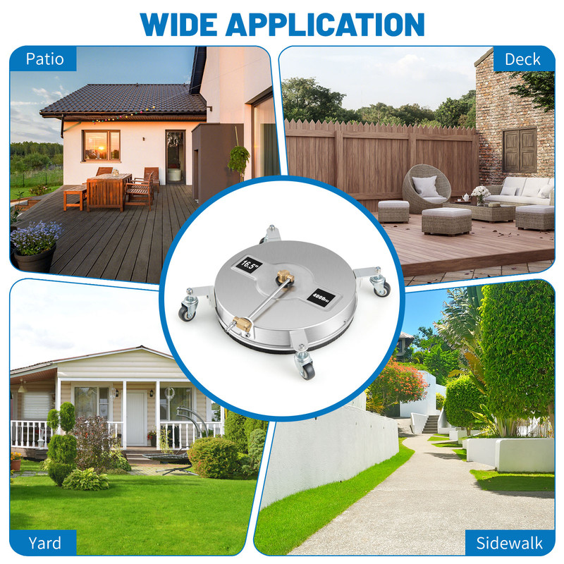 4000PSI Pressure Washer Surface Cleaner Stainless Steel With Casters For Driveway Deck Cleaning 7