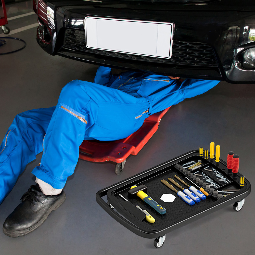 Professional Garage 2in1 Rolling Tool Tray Height Adjustable Work Table With Detachable Part Tray P 1