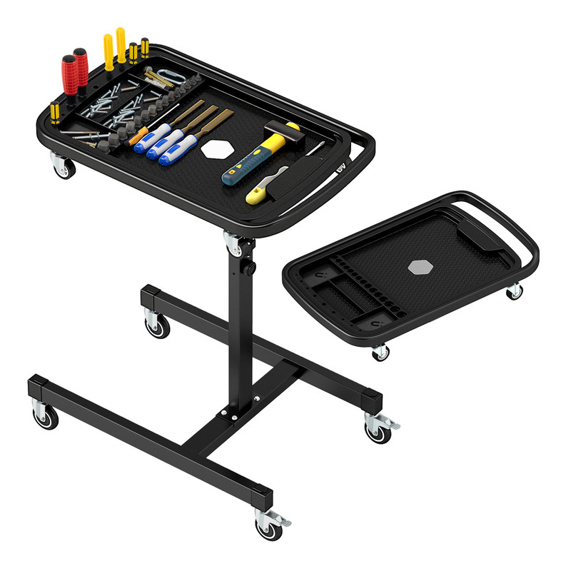 Professional Garage 2in1 Rolling Tool Tray Height Adjustable Work Table With Detachable Part Tray P 5