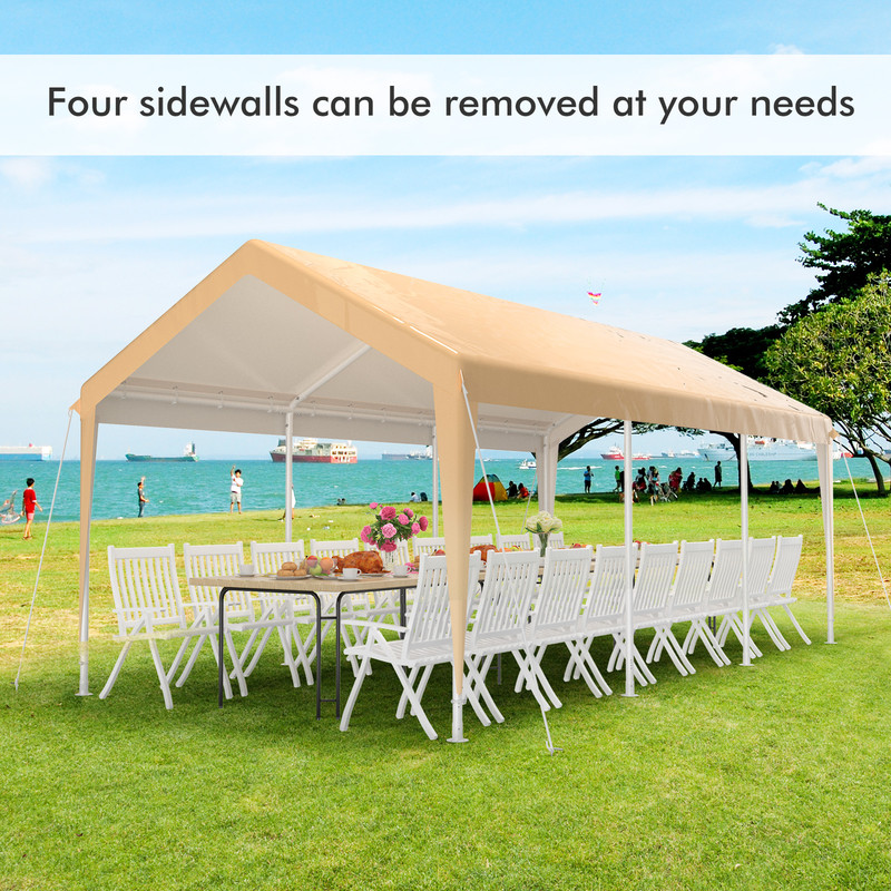 Feet Portable HeavyDuty Carport With Removable Sidewalls Weatherproof Steel Frame Canopy Shelter 2