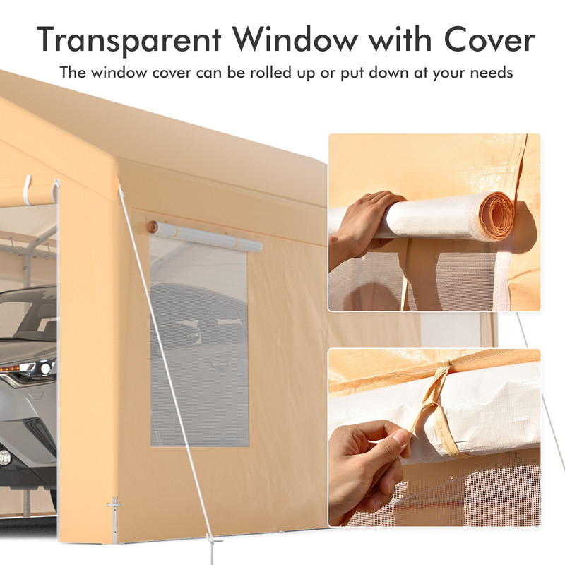 Feet Portable HeavyDuty Carport With Removable Sidewalls Weatherproof Steel Frame Canopy Shelter 4