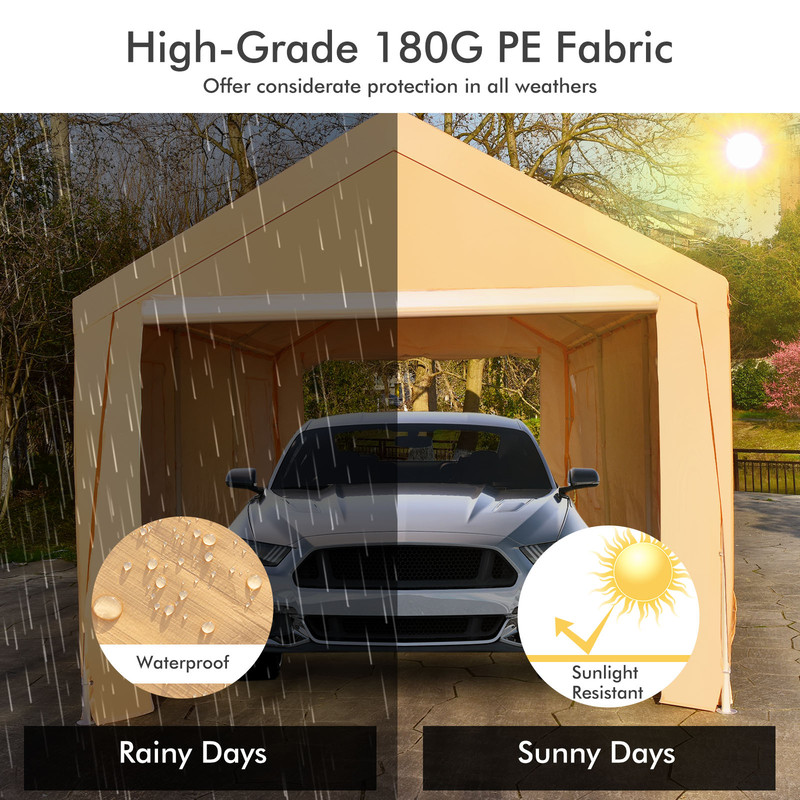 Feet Portable HeavyDuty Carport With Removable Sidewalls Weatherproof Steel Frame Canopy Shelter 1