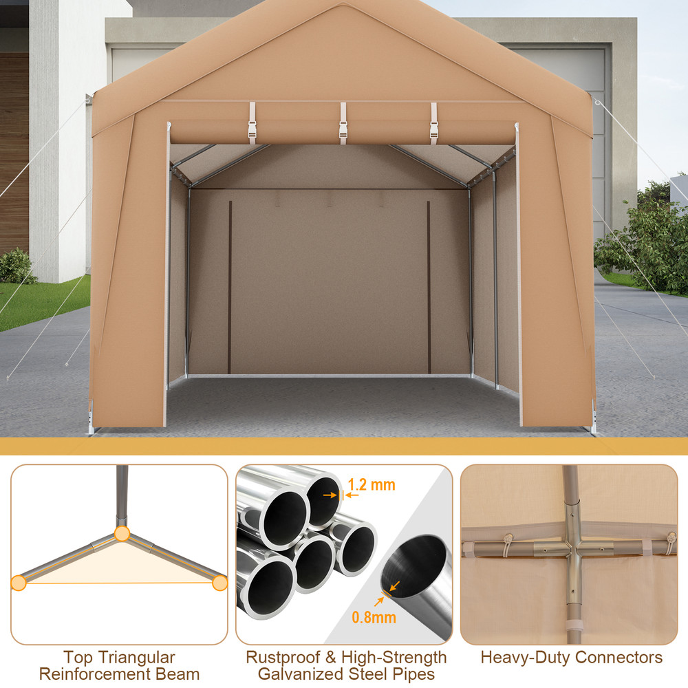 Patio HeavyDuty AllWeather Tent Carport With Galvanized Steel Frame Shelter 3