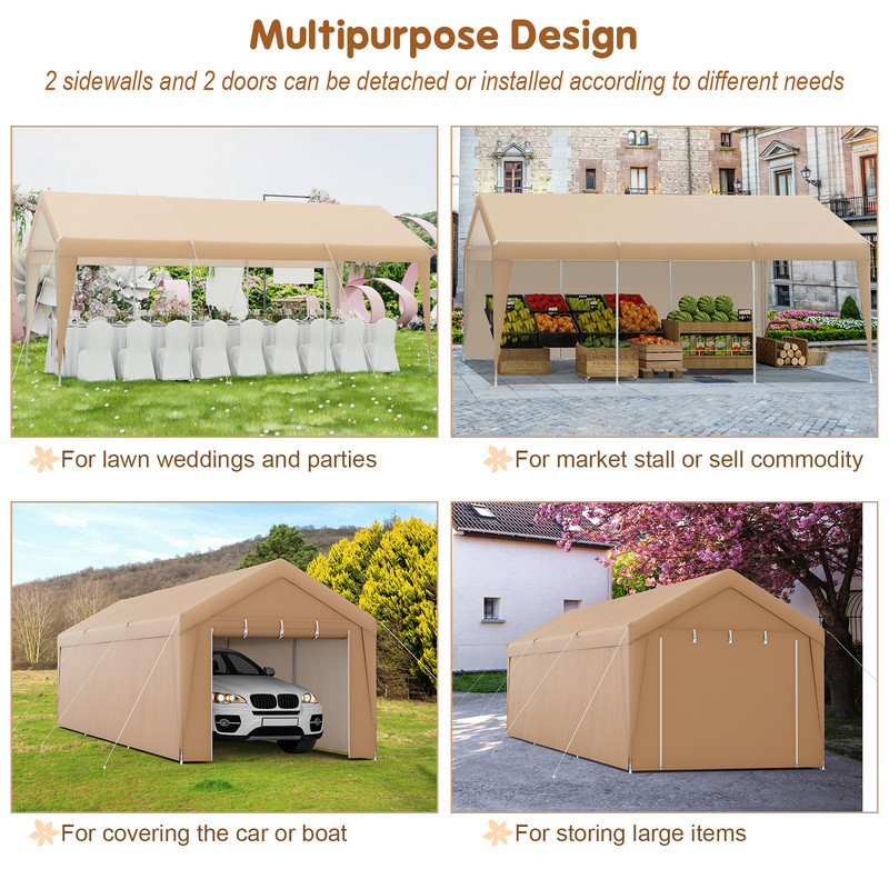 Patio HeavyDuty AllWeather Tent Carport With Galvanized Steel Frame Shelter 4