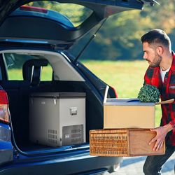 68 quart car refrigerator with compressor, dc 12/24v & ac 100-240v portable cooler for road trips
