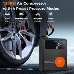 2000a 12v jump starter with air compressor, 150psi digital tire inflator for cars & trucks