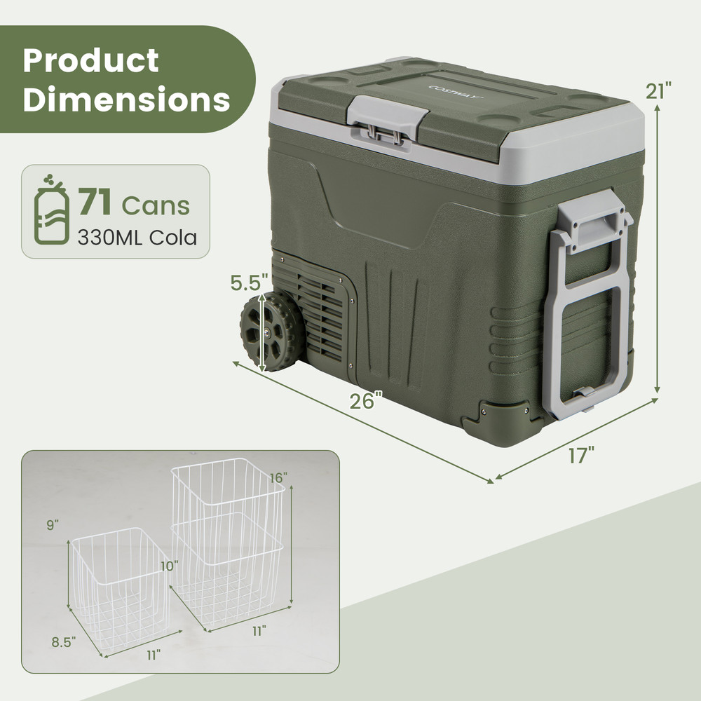 35L/50L 12 Volt Car Refrigerator Portable, Adjustable Freezer & Fridge for Cars, RVs & Camping