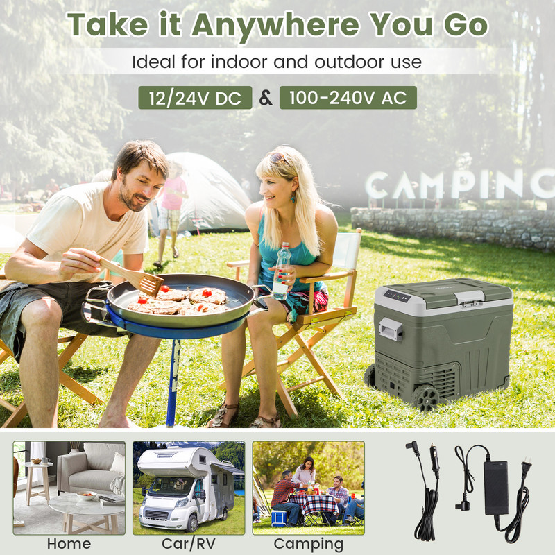 35L/50L 12 Volt Car Refrigerator Portable, Adjustable Freezer & Fridge for Cars, RVs & Camping