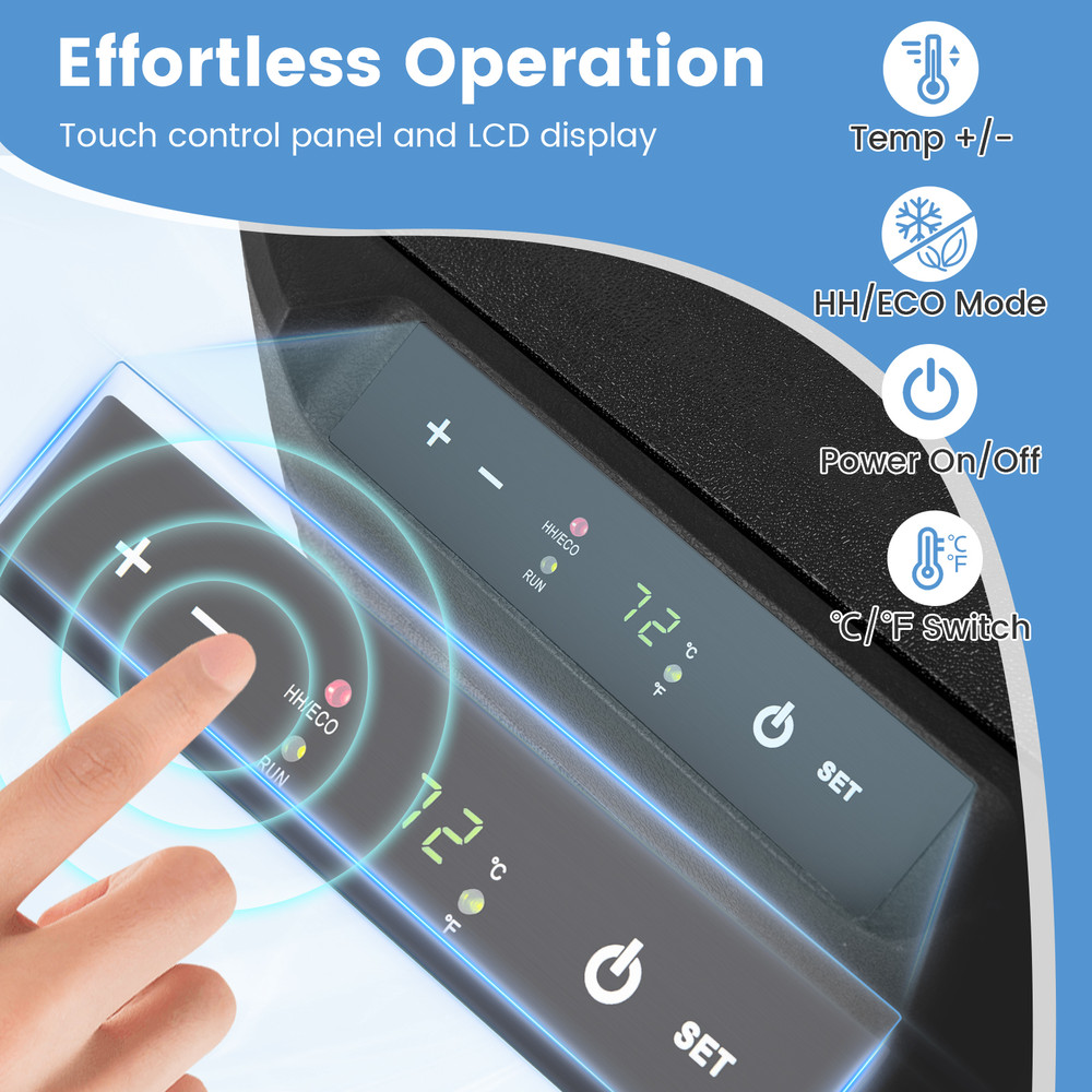 23QT 12V Car Refrigerator with Touch Panel & Removable Divider, Portable Cooler for Travel