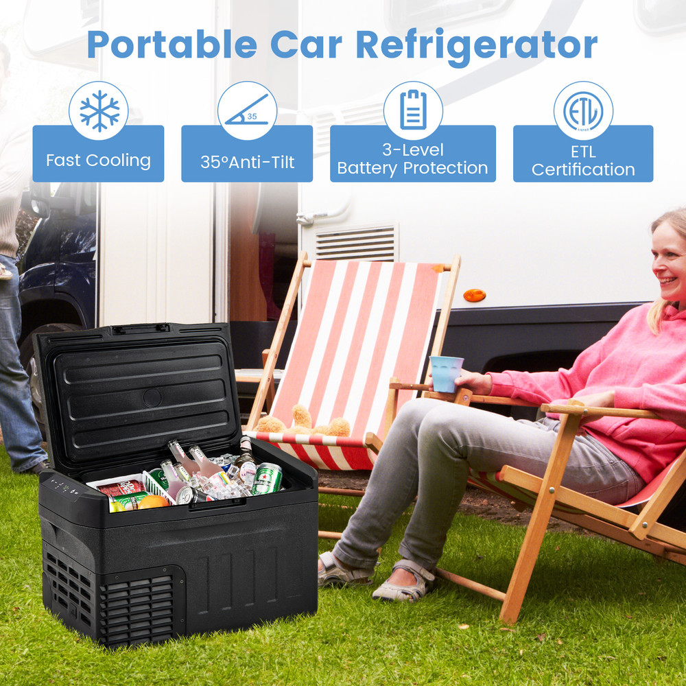23QT 12V Car Refrigerator with Touch Panel & Removable Divider, Portable Cooler for Travel