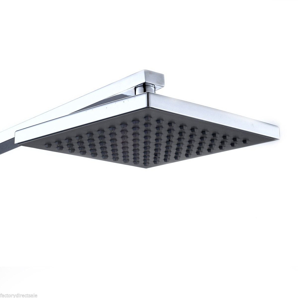 8 Inch LED Rainfall Shower Head with Arm Control Valve & Handspray, Temperature-Sensing Faucet Set