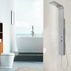 57 inch stainless steel rainfall shower panel luxury spa experience with 3 spray modes