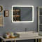 LED Wall-Mounted Bathroom Mirror with Touch Rounded Arc Corner Design for Elegant Lighting