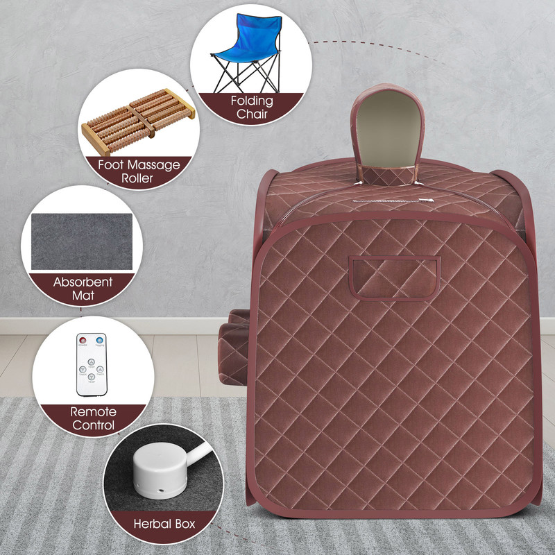 2 Person Portable Steam Sauna SPA Tent with 3L Steamer 800W Home Sauna