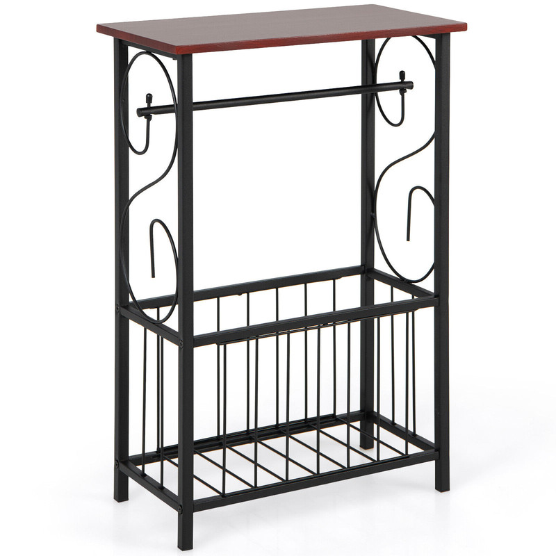 Narrow Side Table with Removable Paper Holder Space-Saving for Living Room & Bathroom