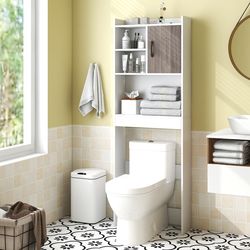 4 tier space-saving toilet storage cabinet with open shelves freestanding bathroom organizer